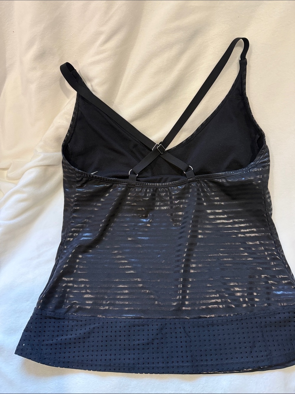 Nike Black Metallic Stripe V-Neck Tank Top - Picture 3 of 5